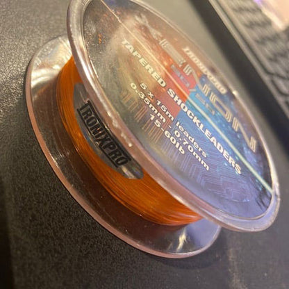 Tronixpro Xenon Tapered Shock Leader Fishing Line 50/50 Clear Orange