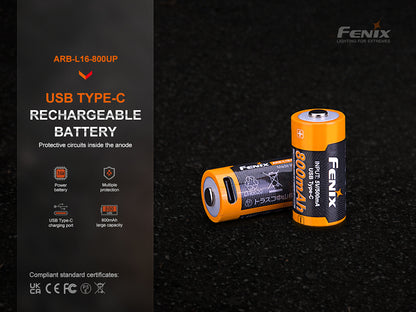 Fenix ARB-L16-800UP USB-C High Current 16340 Battery