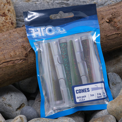 HTO Cones Soft Plastic Lures | Pack Of 4 | 7cm | 3.5g Head | 2.5g Body