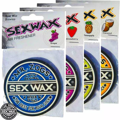 Sex Wax Air Fresheners Bulk Pack x 4 Scents Grape Coconut Strawberry and Pineapple