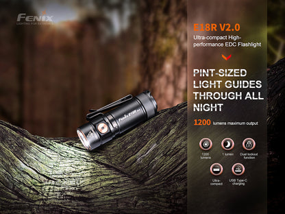 Fenix E18R V2 Rechargeable Compact Mini Torch 1200 Lumens