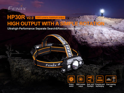 Fenix HP30R v2.0 Rechargeable Headlamp 3000 Lumens UK Warranty